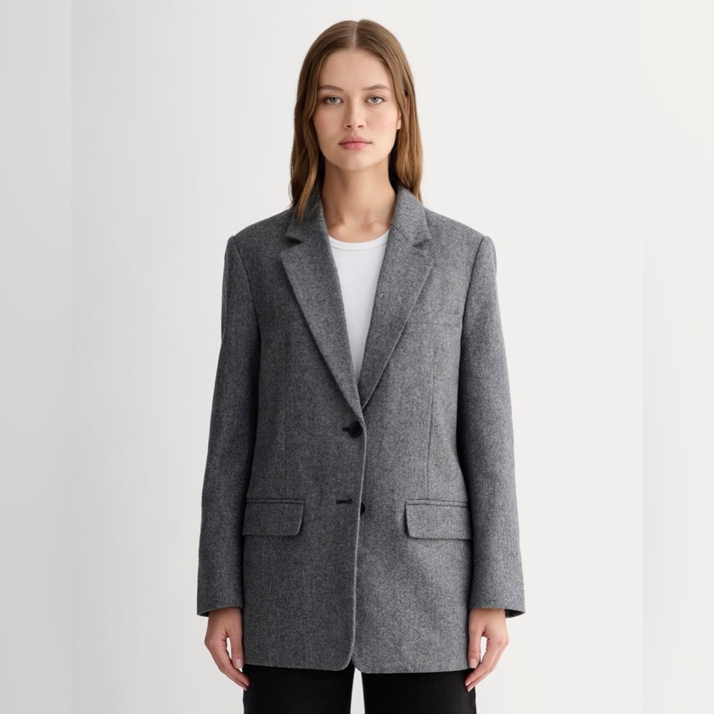 EVERLANE_THE OVERSIZED BLAZER IN WOOL, gray herringbone, 6 - like new